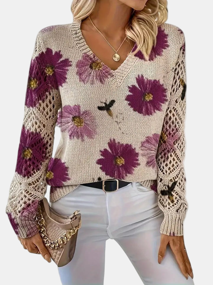 Agata – Elegant cardigan med blomsterprint til kvinder