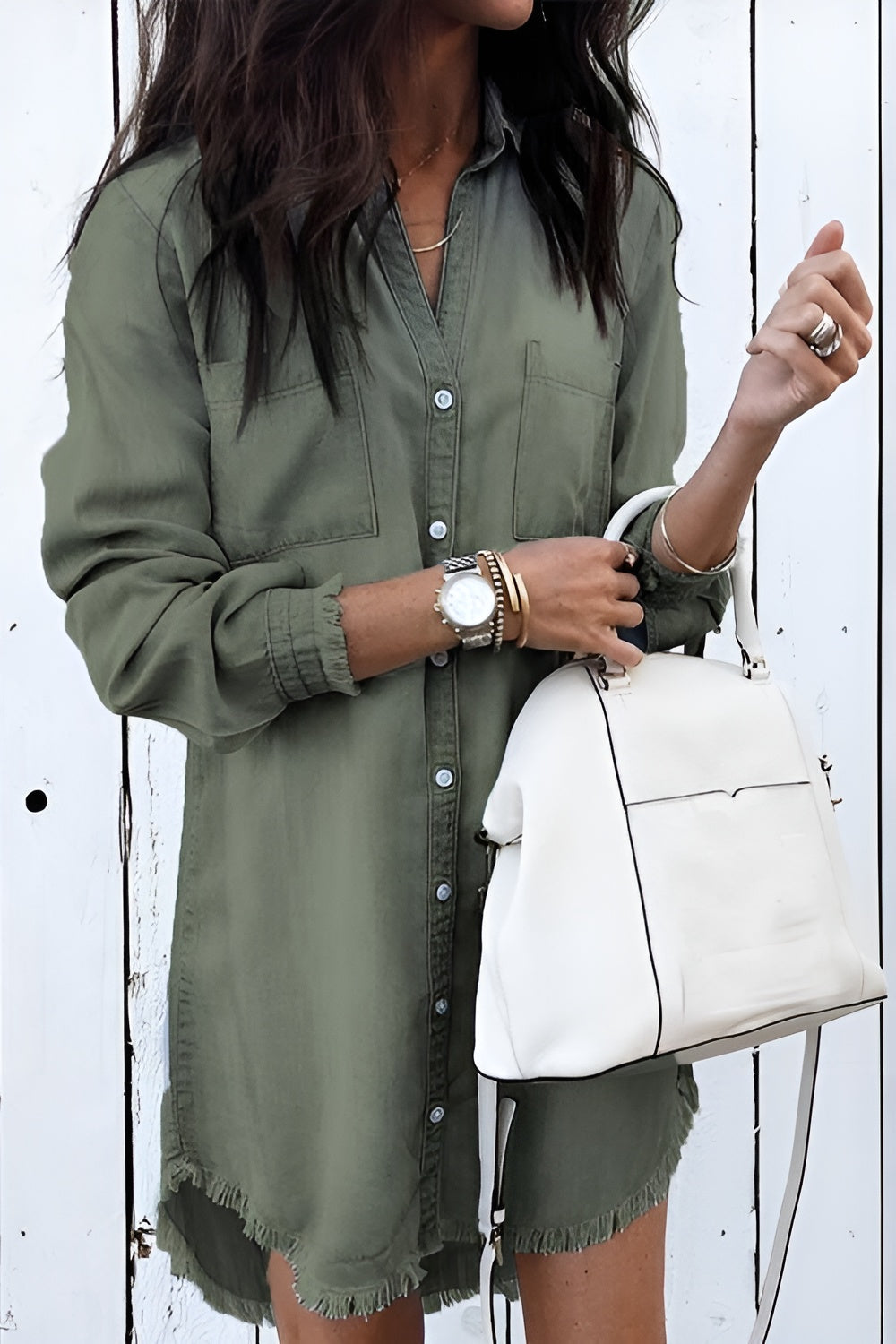 Sofia – Denim Skjortekjole med Bælte til Kvinder