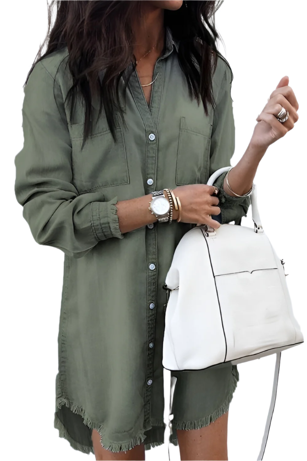 Sofia – Denim Skjortekjole med Bælte til Kvinder