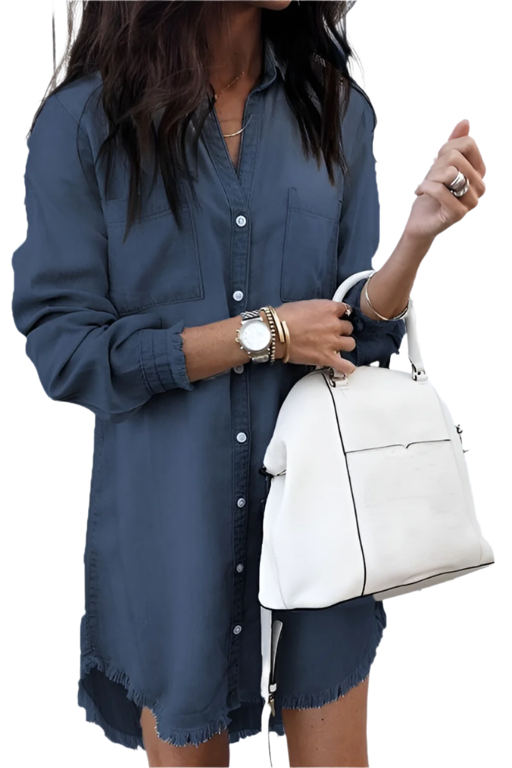 Sofia – Denim Skjortekjole med Bælte til Kvinder