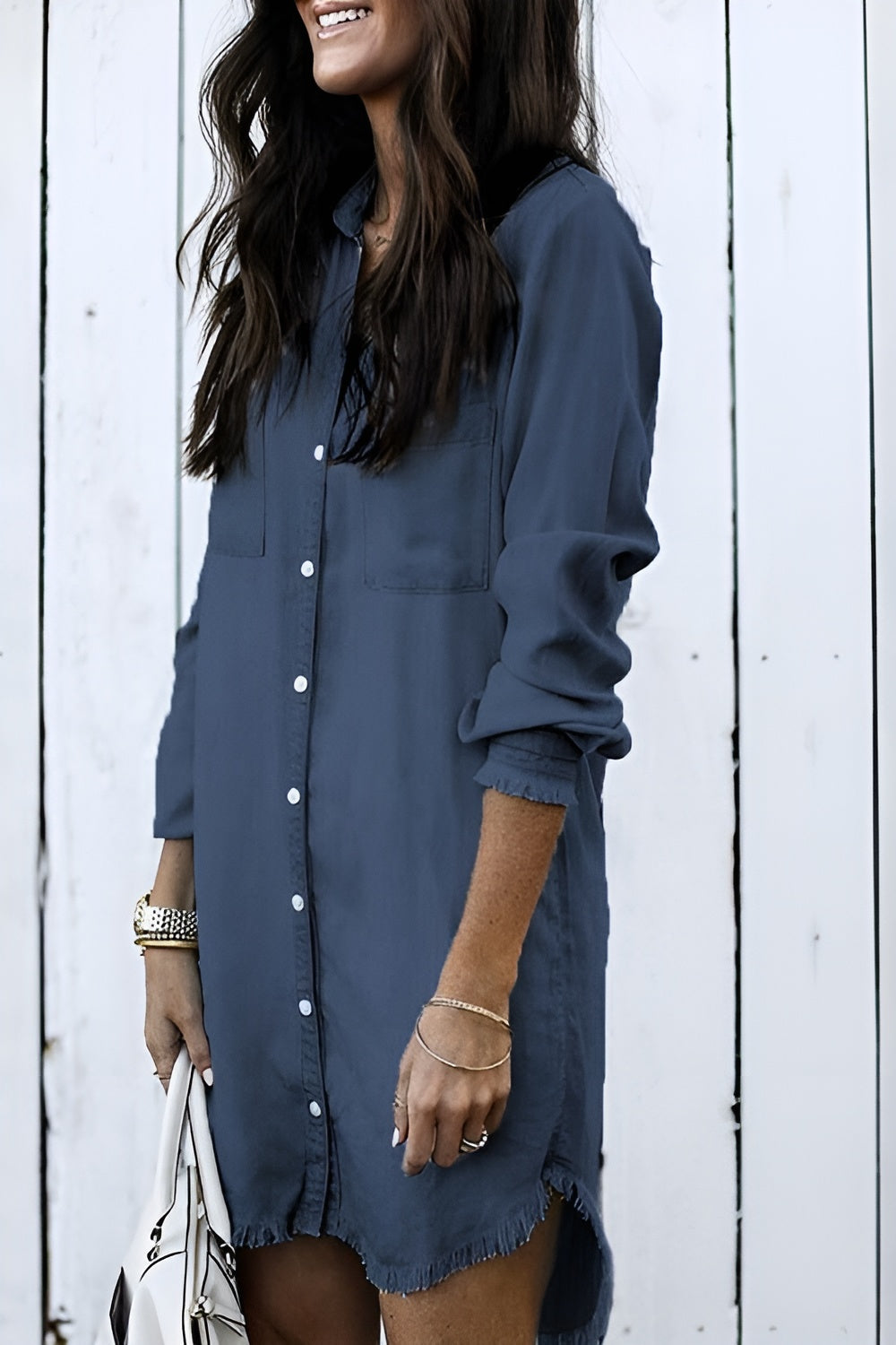 Sofia – Denim Skjortekjole med Bælte til Kvinder