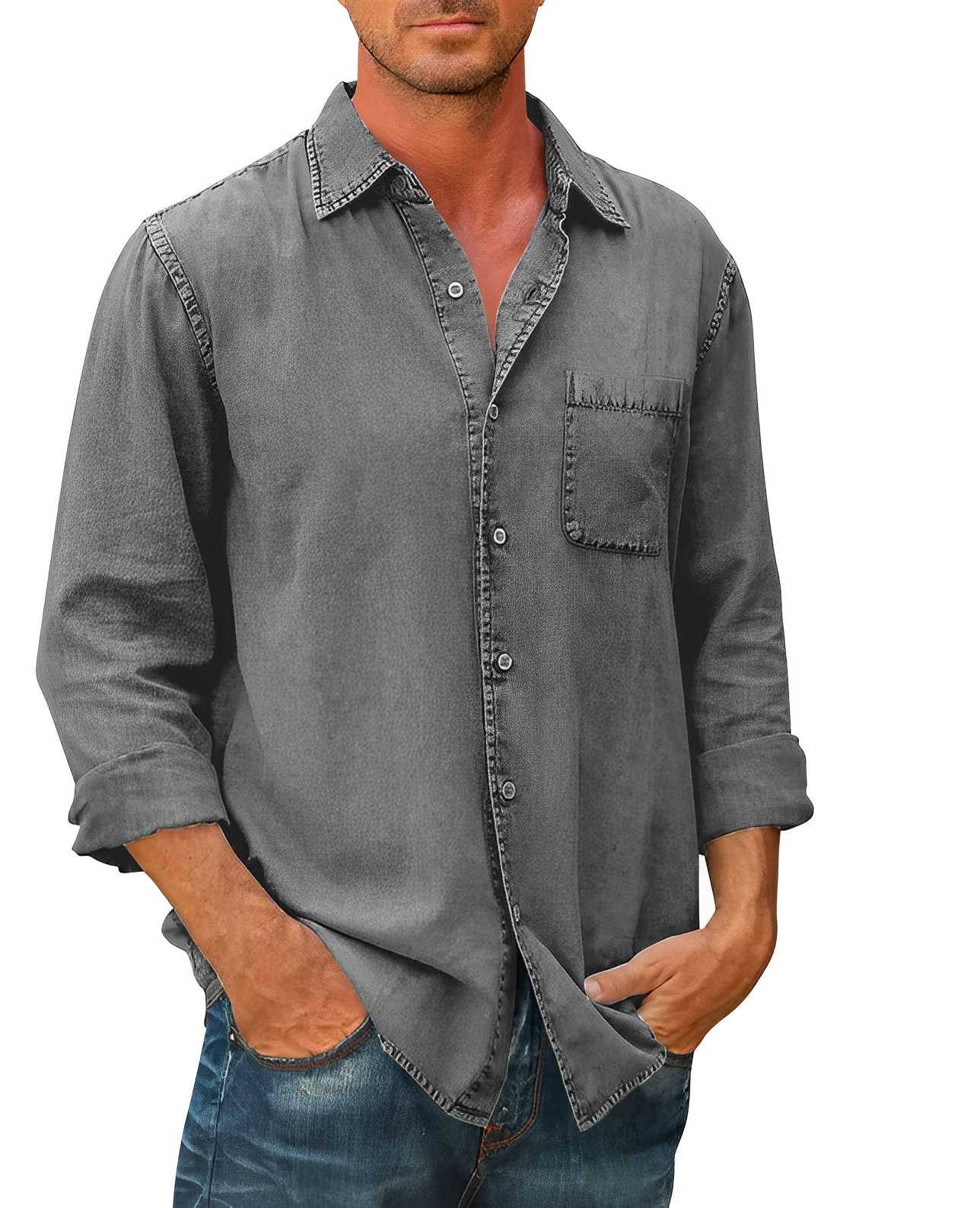 Alessandro – Afslappet Pasform Herre Denim Skjorte