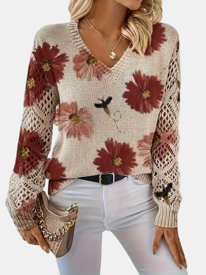 Agata – Elegant cardigan med blomsterprint til kvinder