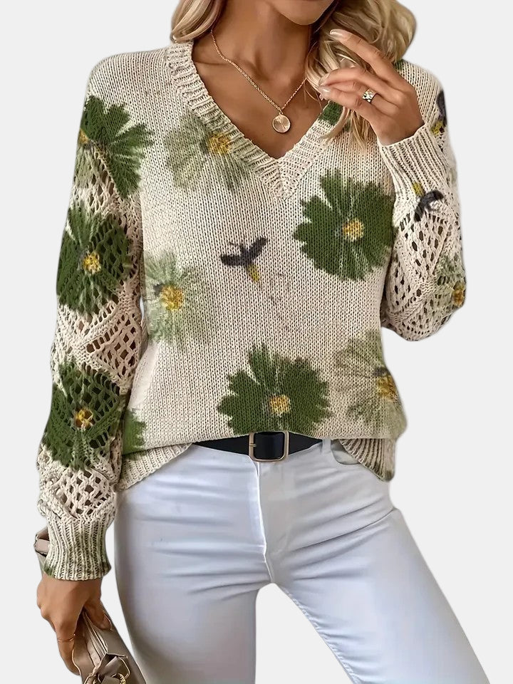 Agata – Elegant cardigan med blomsterprint til kvinder