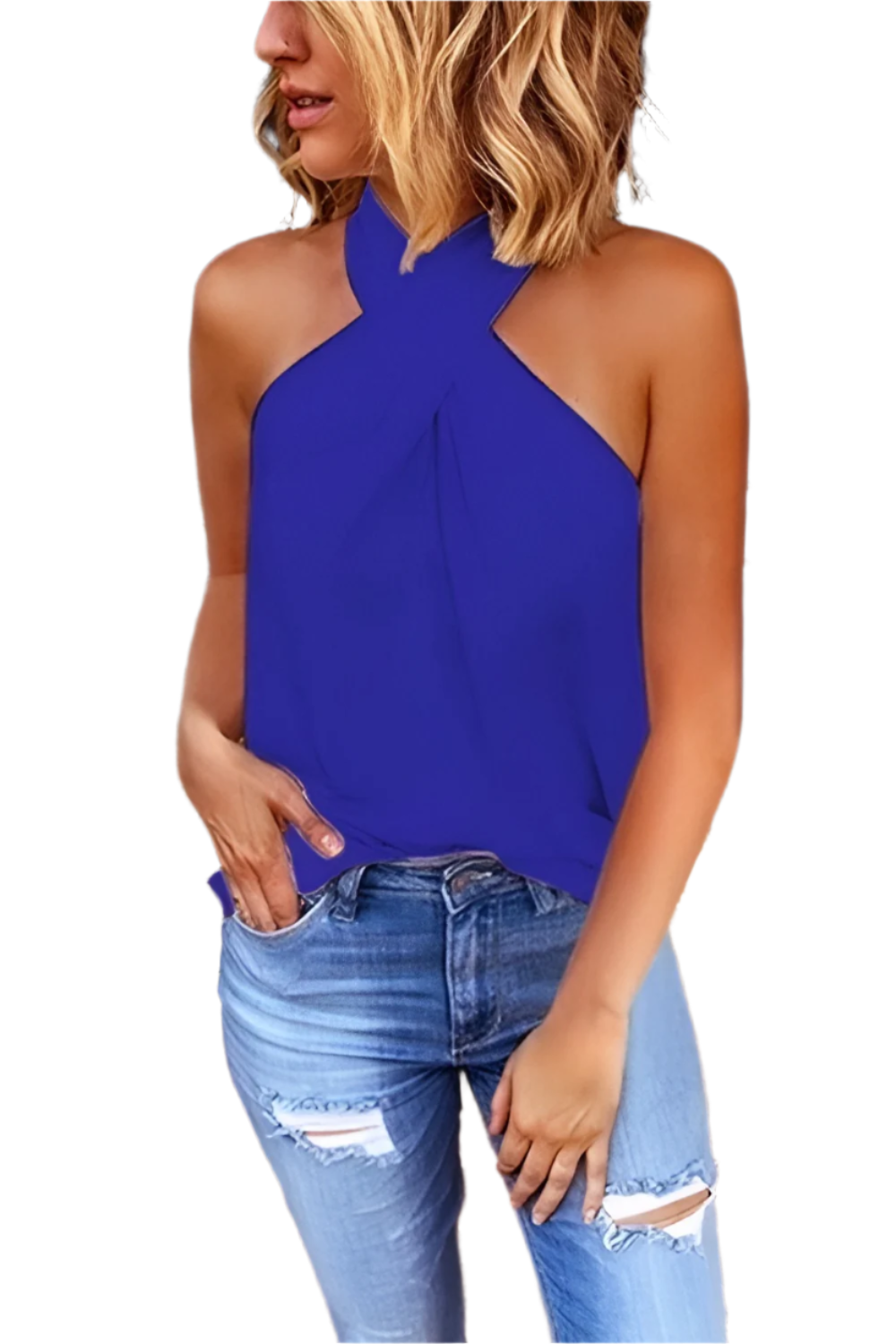 Gianna – Ærmeløs Haltertop med Twist til Kvinder