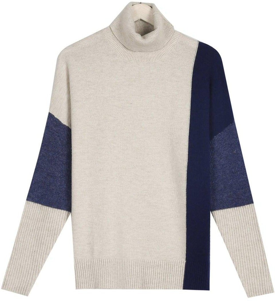 Araminta – Dame Sweater med Høj Hals og Farveblokke
