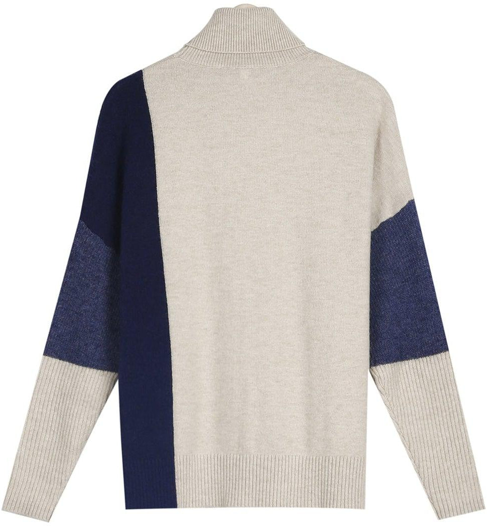 Araminta – Dame Sweater med Høj Hals og Farveblokke