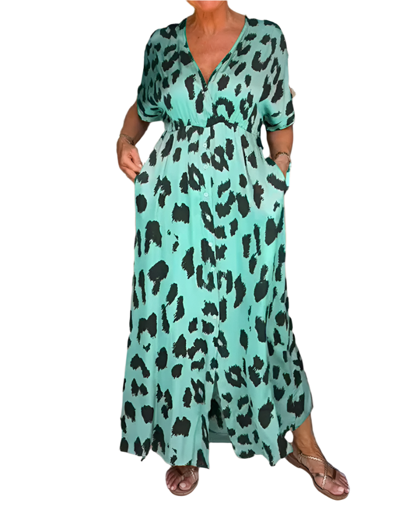 Zaffirio – Boho Elegant Kjole med Dyreprint til Kvinder