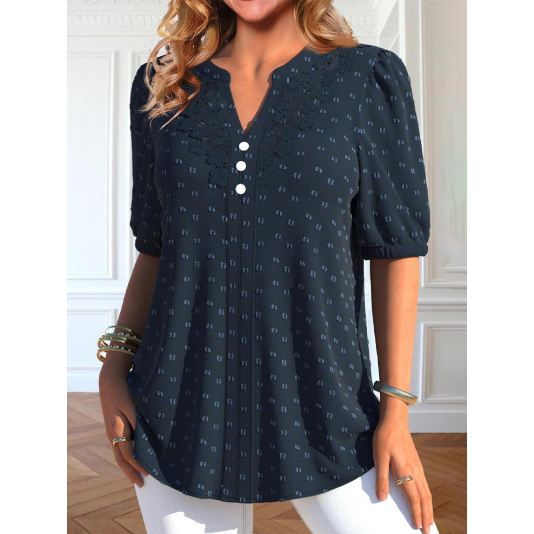 Camille – Stilfuld V-Hals Damebluse