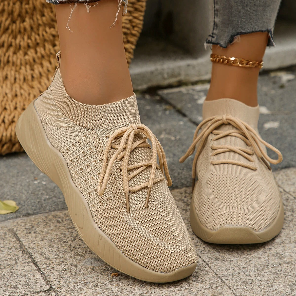 Gabriella – Åndbare Kvinde Sneakers i Strikket Mesh