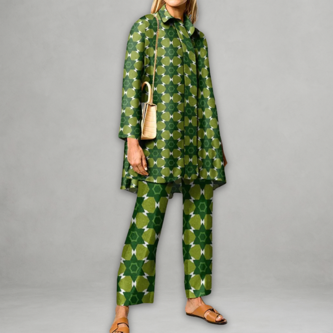 Alessia – To-delt Sæt med Vintageprint til Kvinder