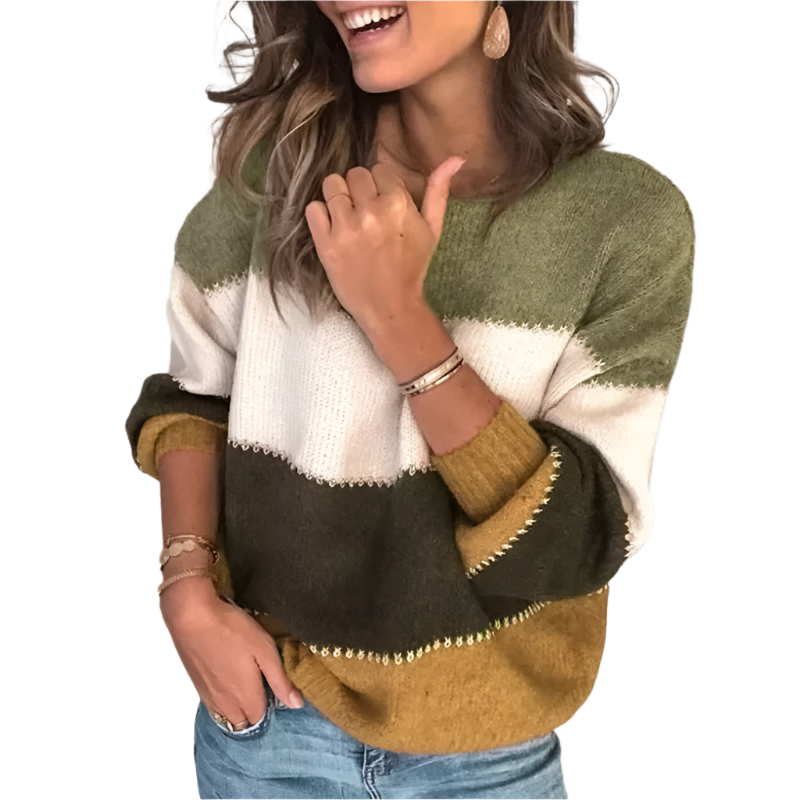 Maddalena – Klassisk Strikket Damebluse med Striber