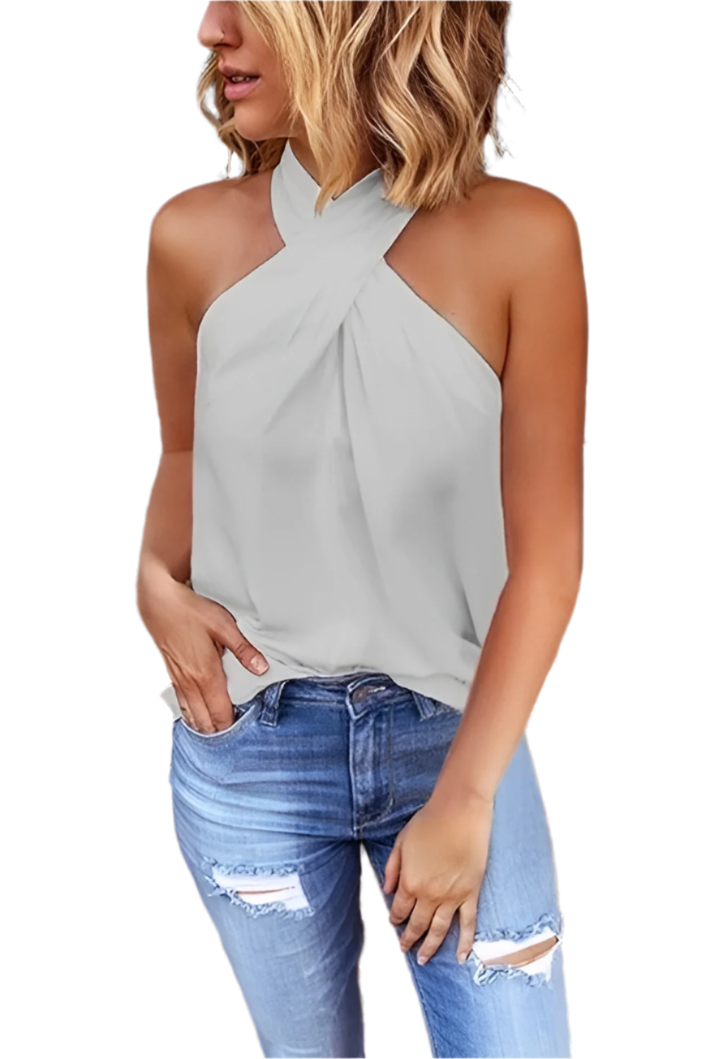 Gianna – Ærmeløs Haltertop med Twist til Kvinder