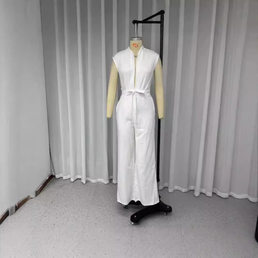 Giulia – Hvid Buksedragt med Vide Ben til Kvinder