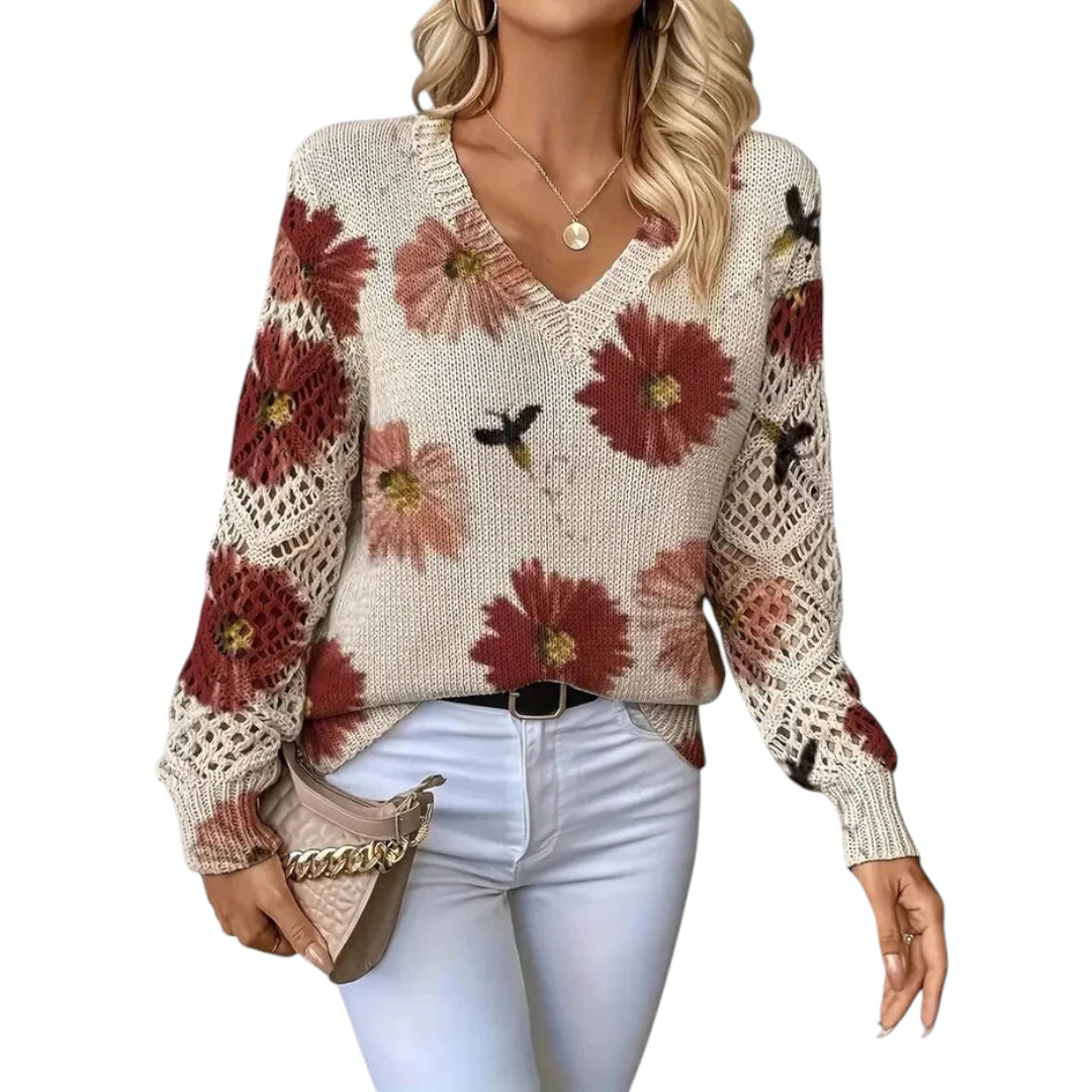 Agata – Elegant cardigan med blomsterprint til kvinder