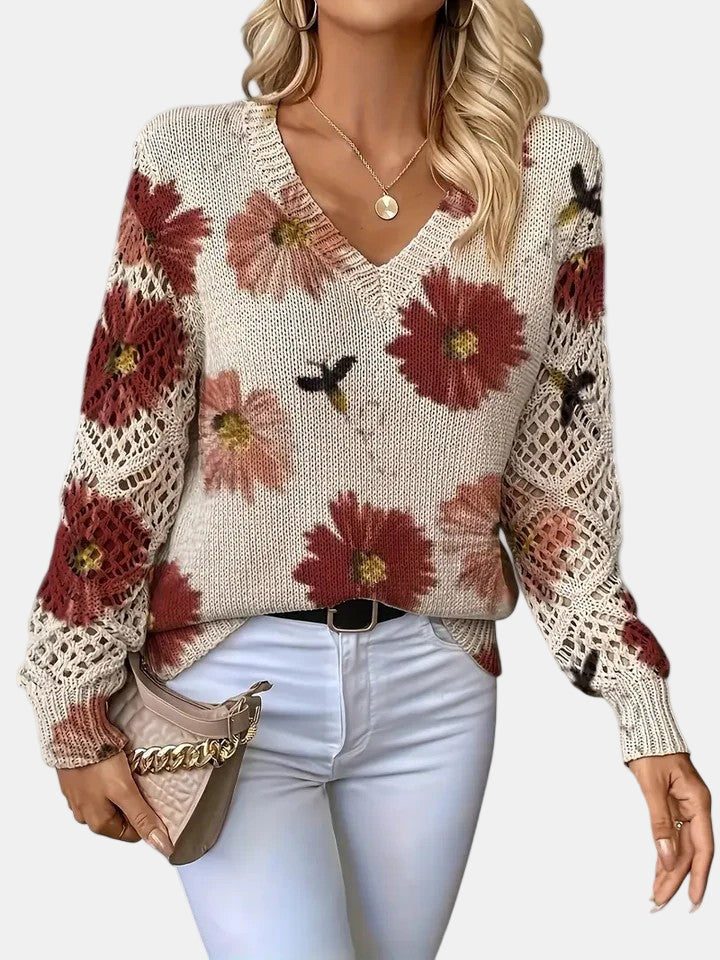 Agata – Elegant cardigan med blomsterprint til kvinder