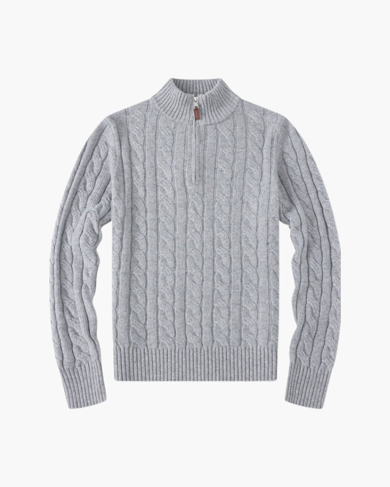 Elena – Luksuriøs Dame-Sweater med Halv Lynlås i Bomuld