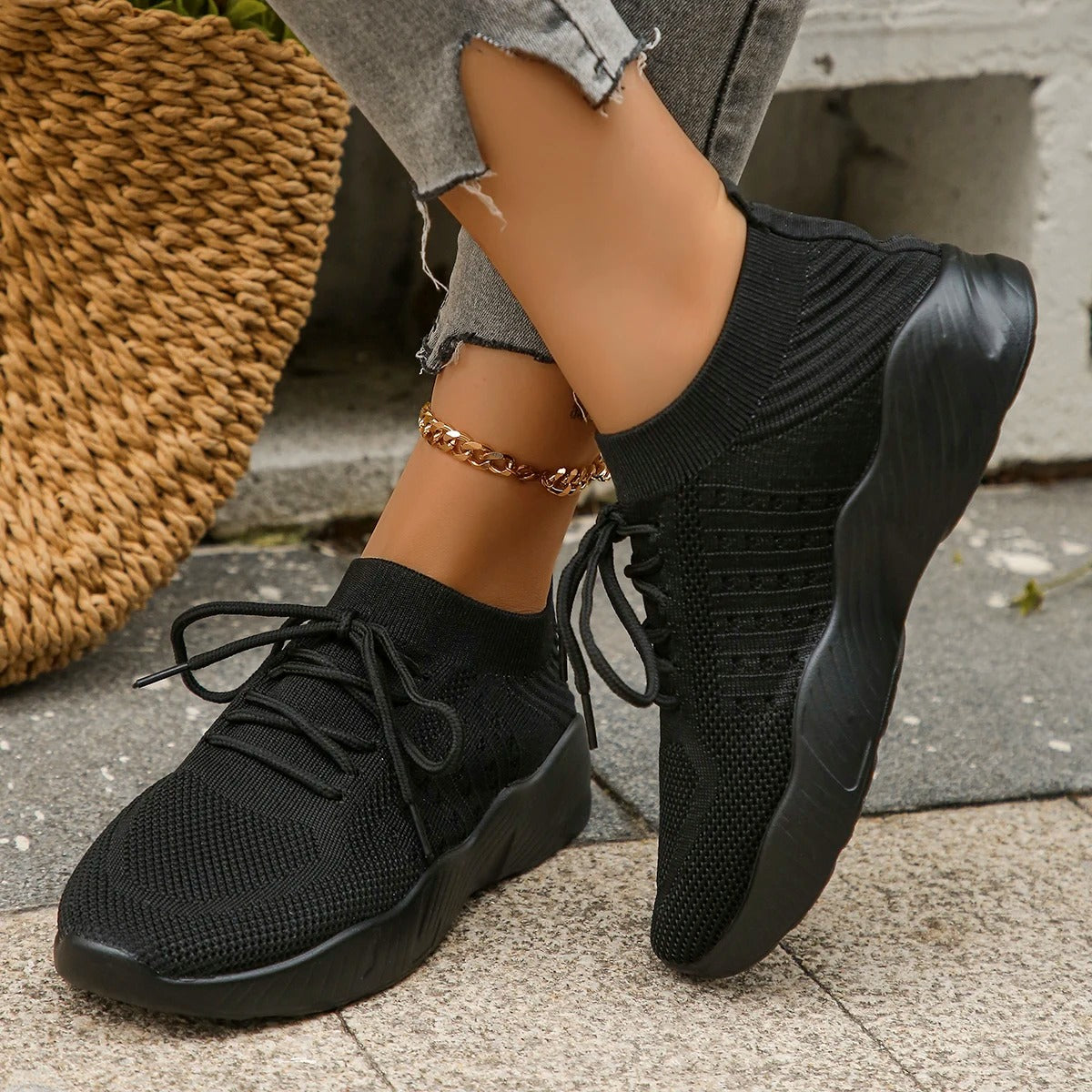 Gabriella – Åndbare Kvinde Sneakers i Strikket Mesh