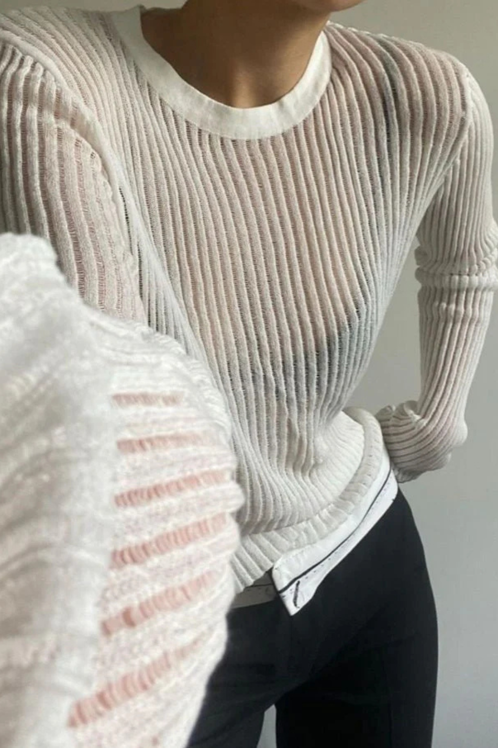 Giulia – Transparent Ribstrikket Damebluse