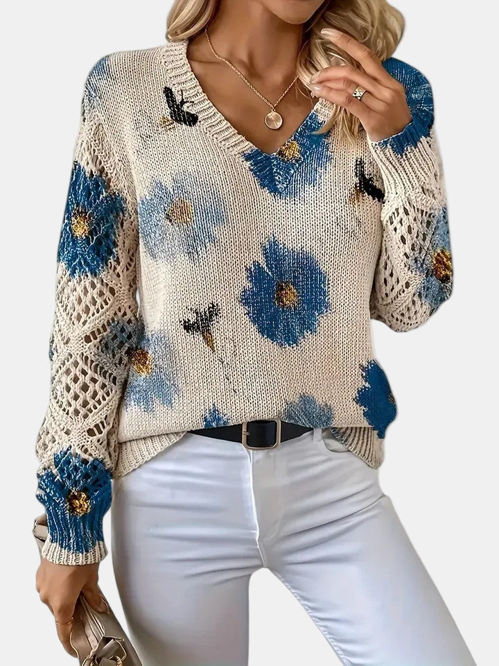 Agata – Elegant cardigan med blomsterprint til kvinder