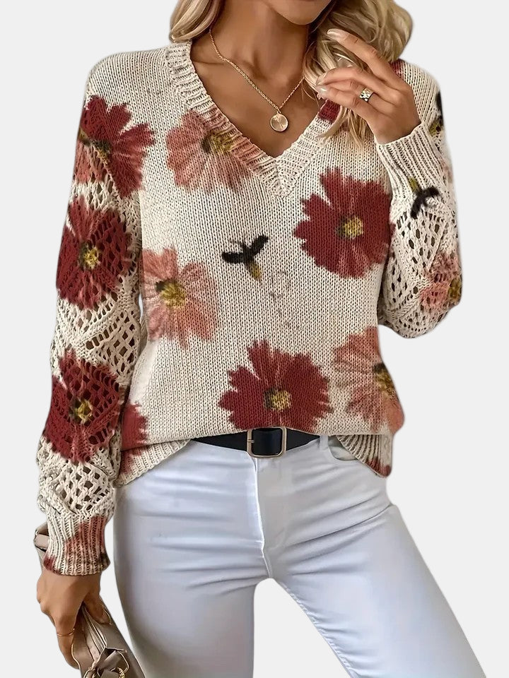Agata – Elegant cardigan med blomsterprint til kvinder