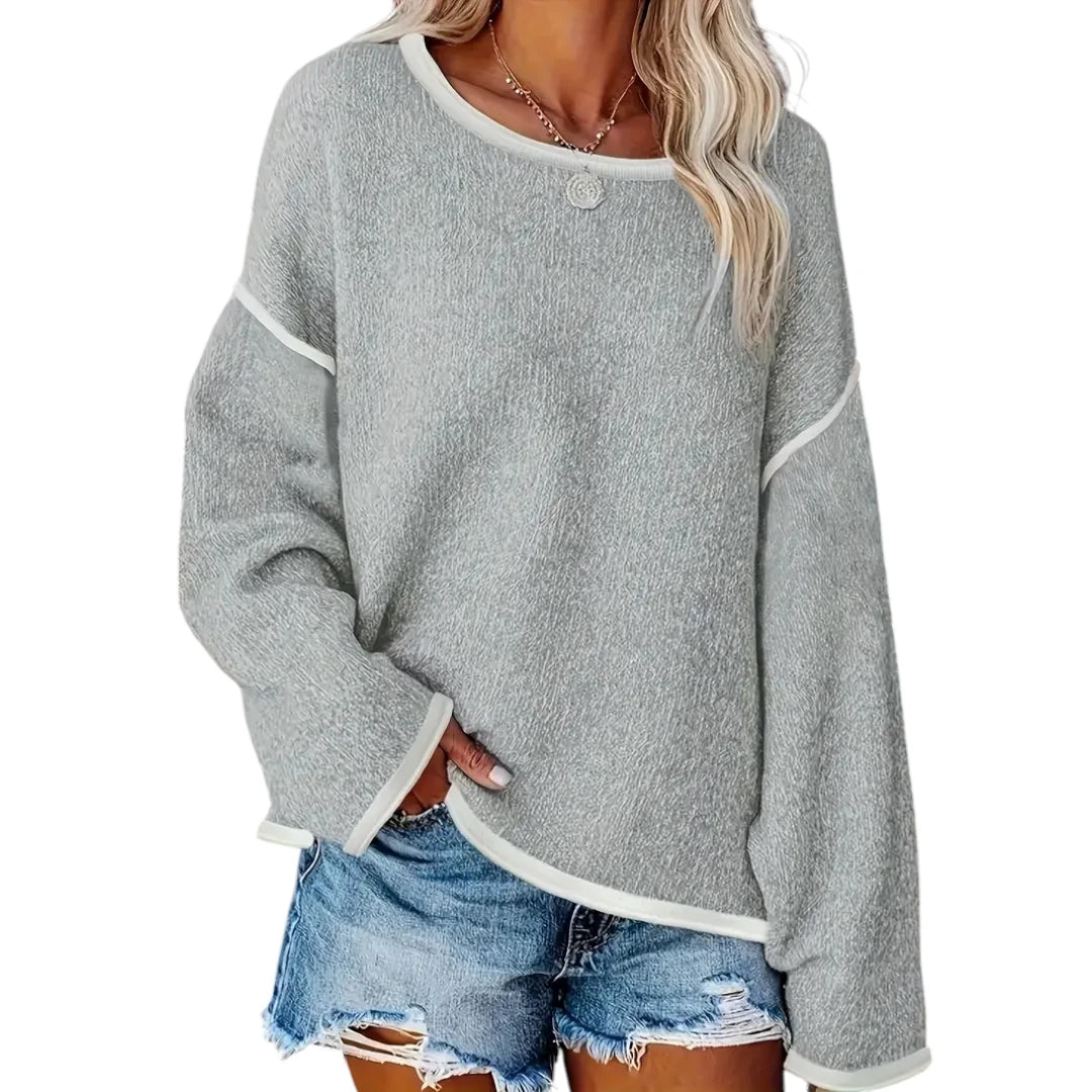 Adele – Strikket Sweater med Rund Hals til Kvinder