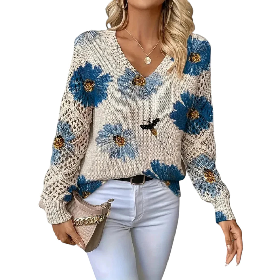Agata – Elegant cardigan med blomsterprint til kvinder