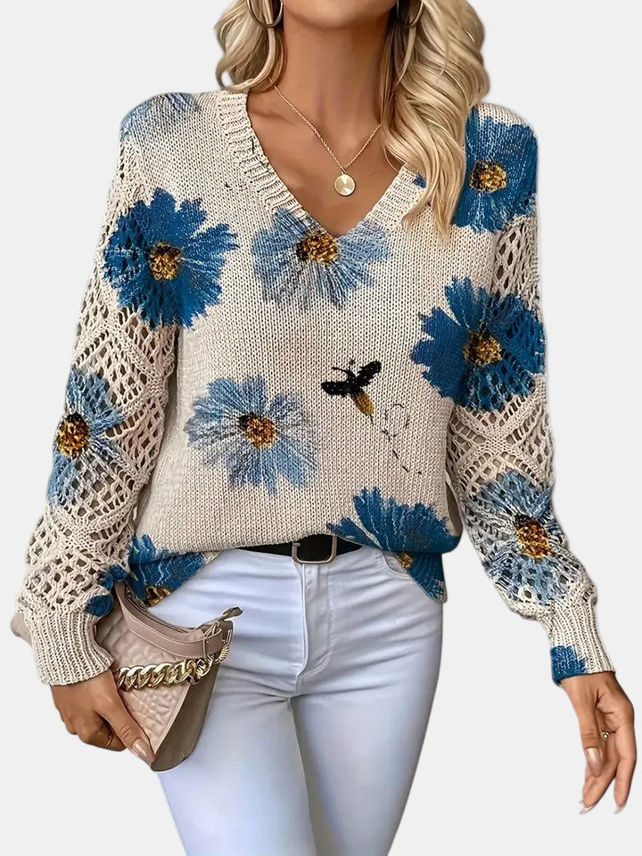 Agata – Elegant cardigan med blomsterprint til kvinder