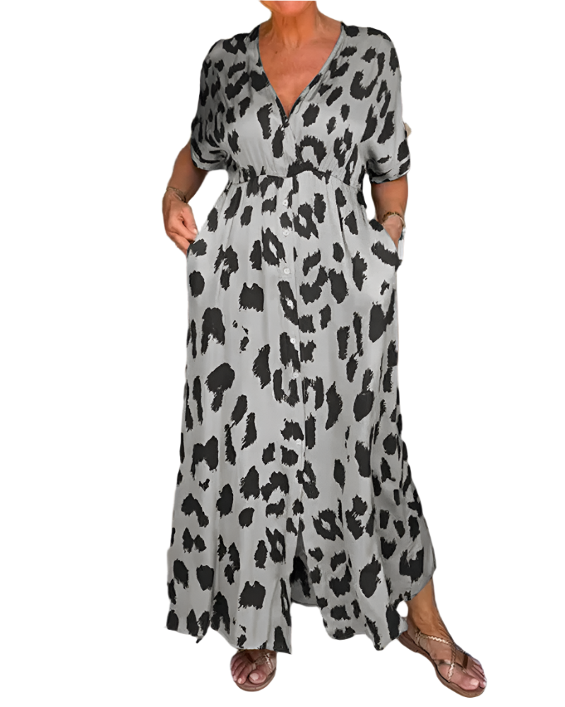 Zaffirio – Boho Elegant Kjole med Dyreprint til Kvinder