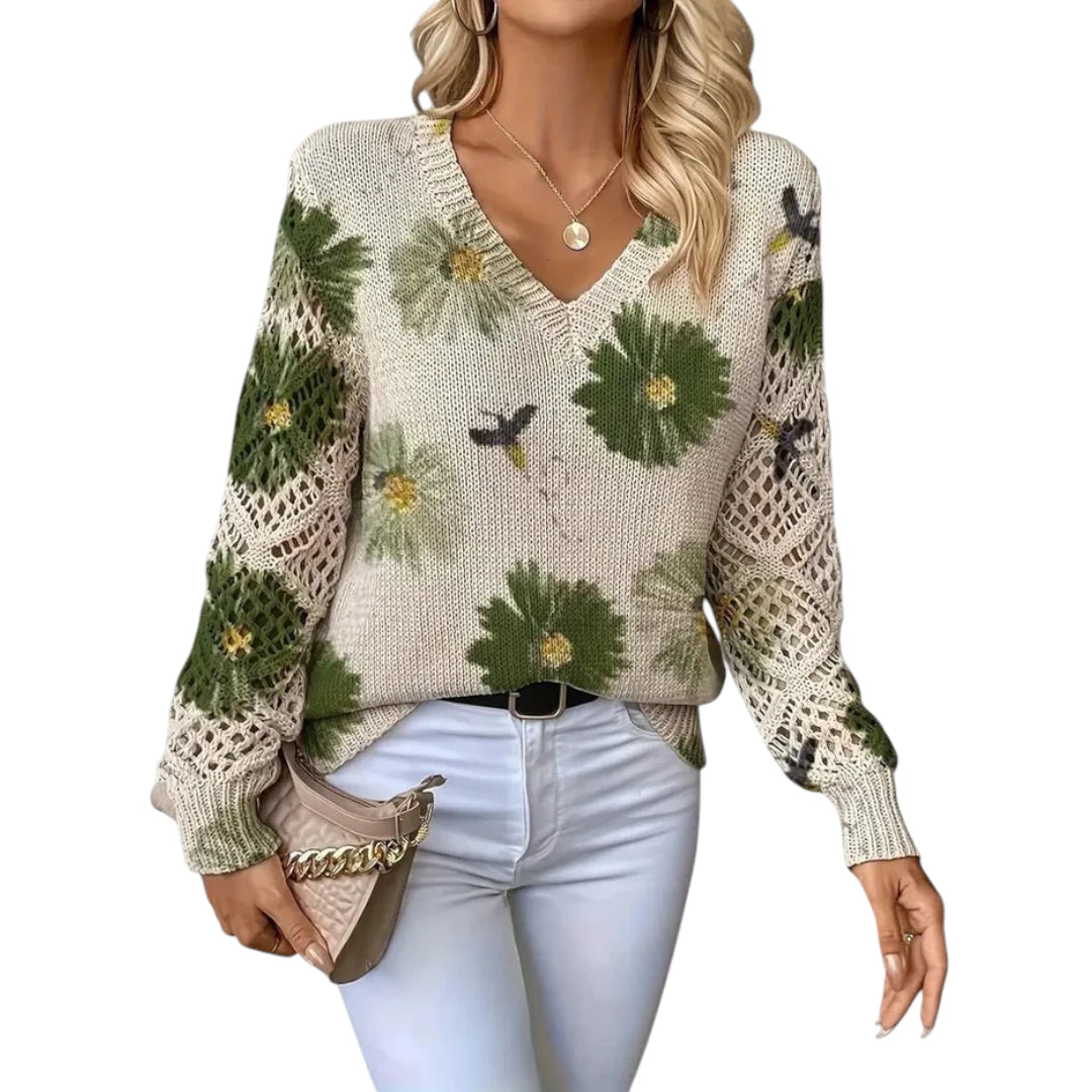 Agata – Elegant cardigan med blomsterprint til kvinder