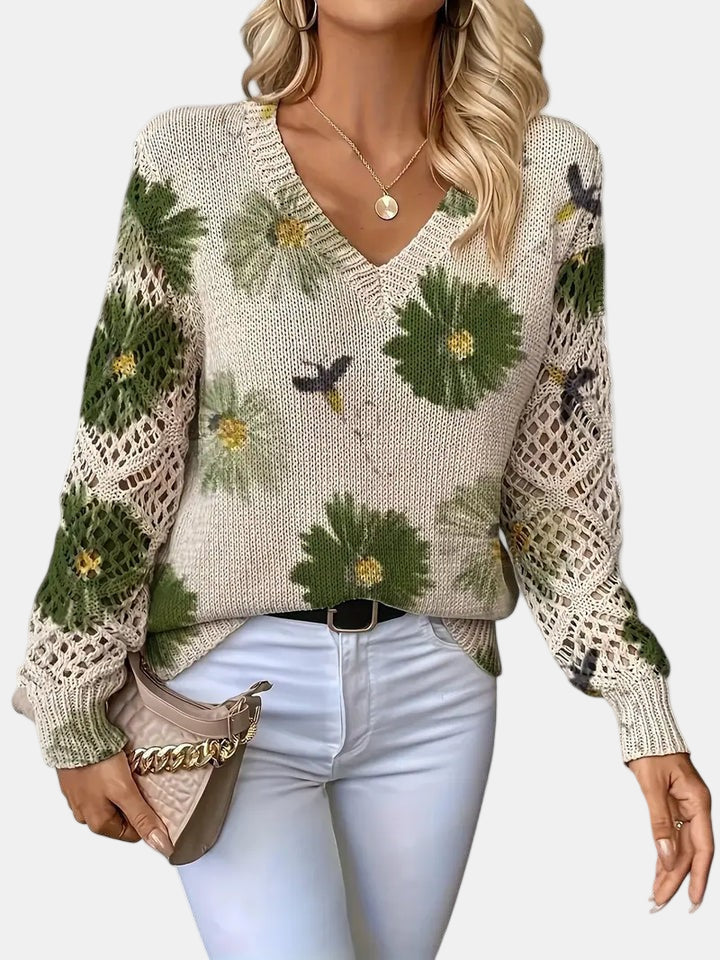 Agata – Elegant cardigan med blomsterprint til kvinder