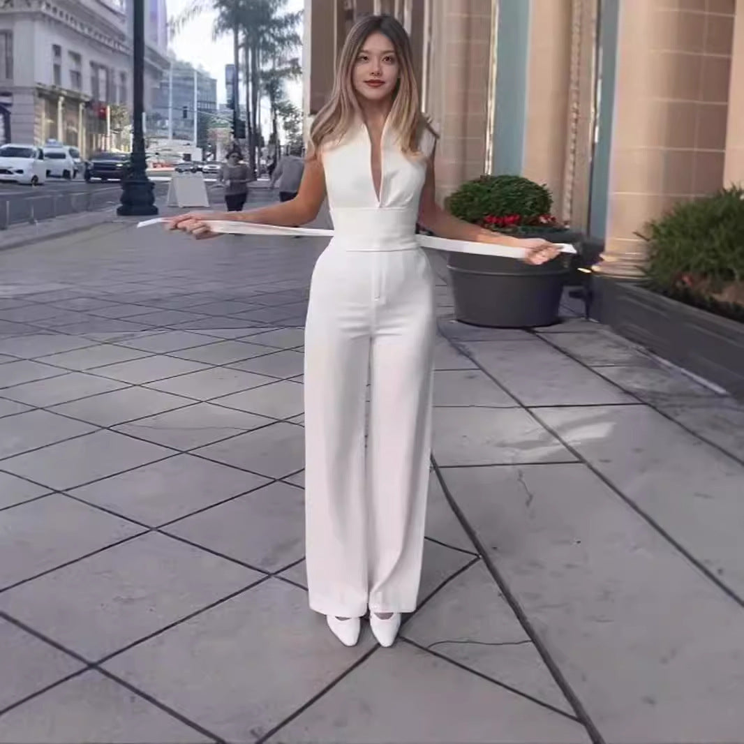 Giulia – Hvid Buksedragt med Vide Ben til Kvinder