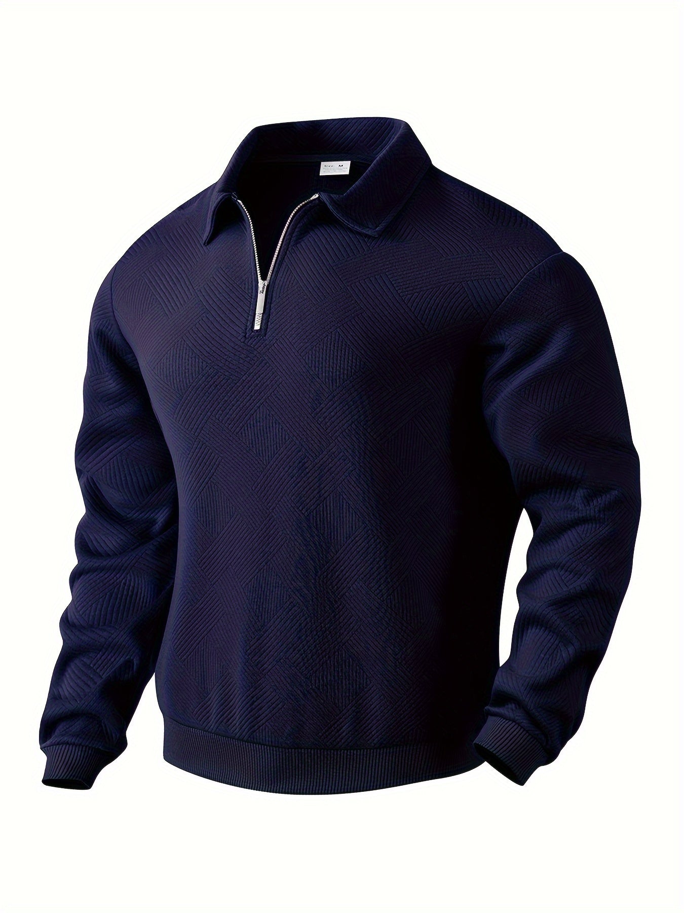 Alessio – Vintage Herre Zip-Up Pullover med Geometrisk Design