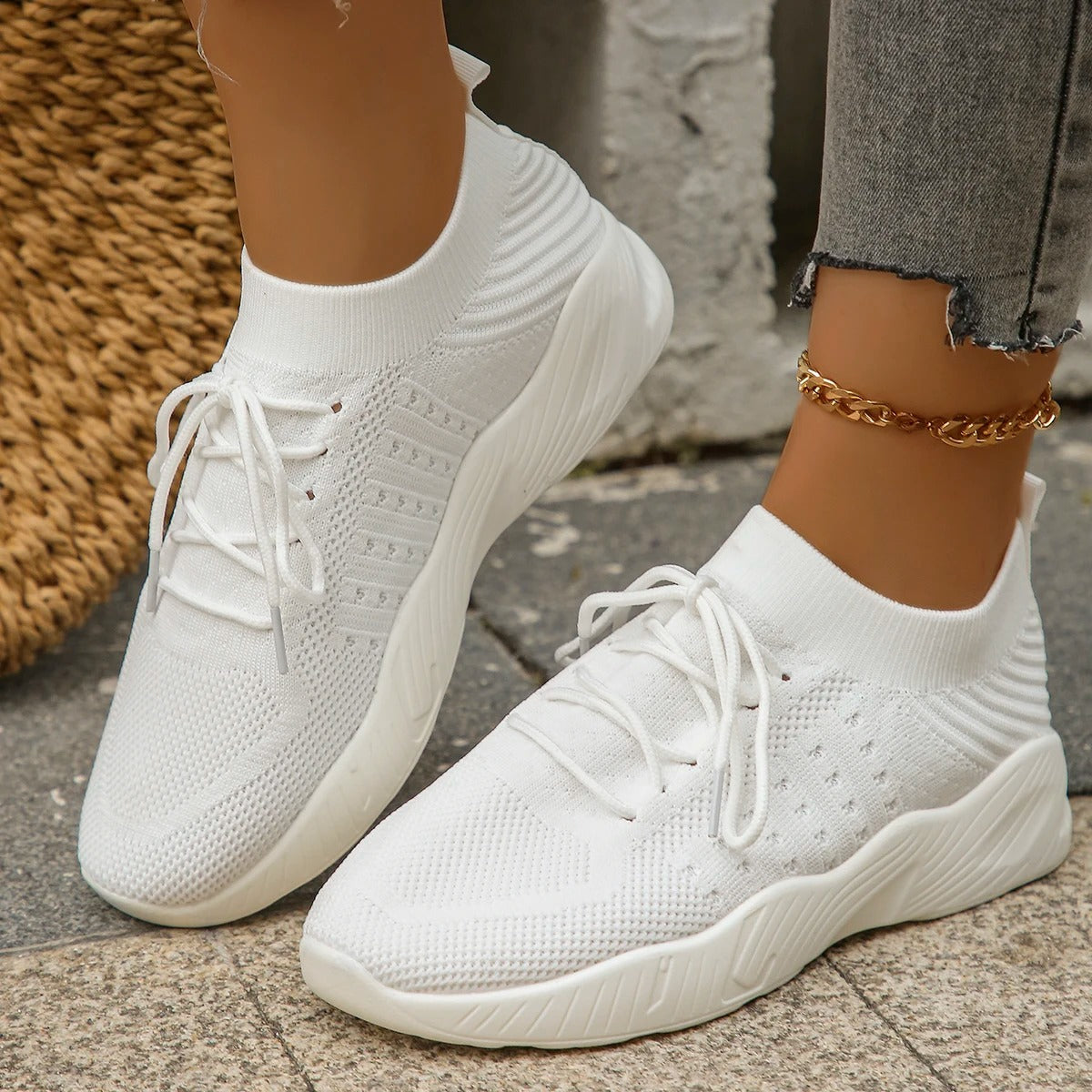 Gabriella – Åndbare Kvinde Sneakers i Strikket Mesh