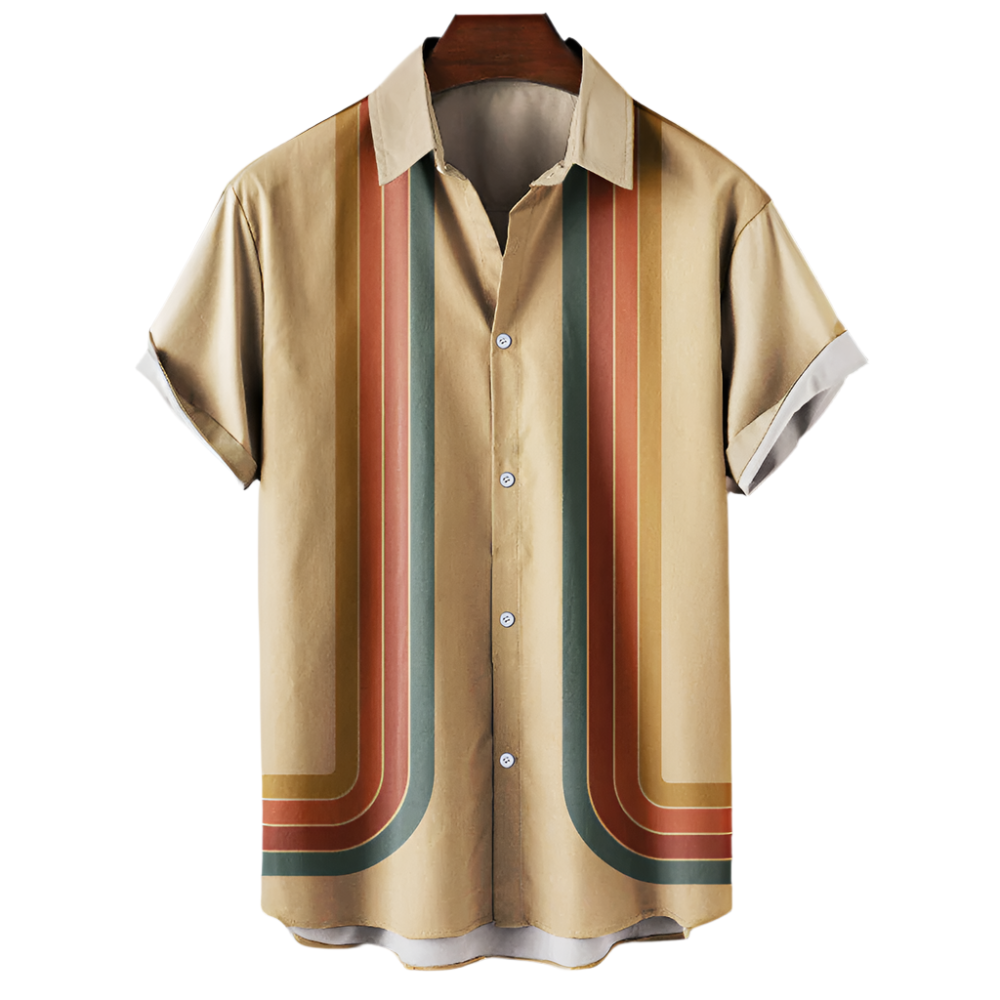 Lorenzo – Retro Mænds Stribede Skjorte med Knapper