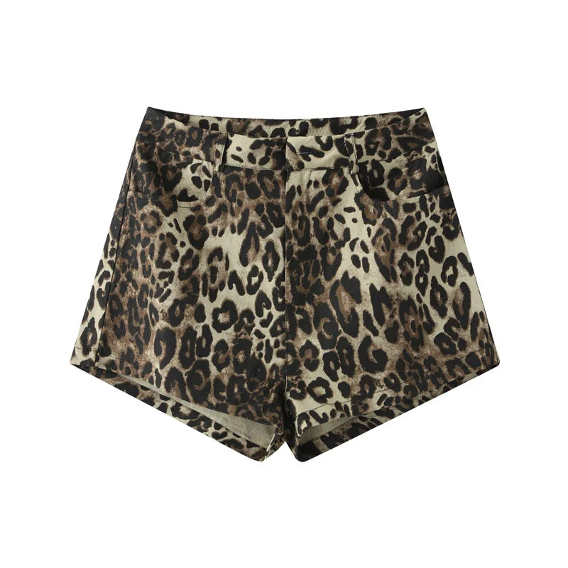 Luca Ferrara™ denim leopardshorts