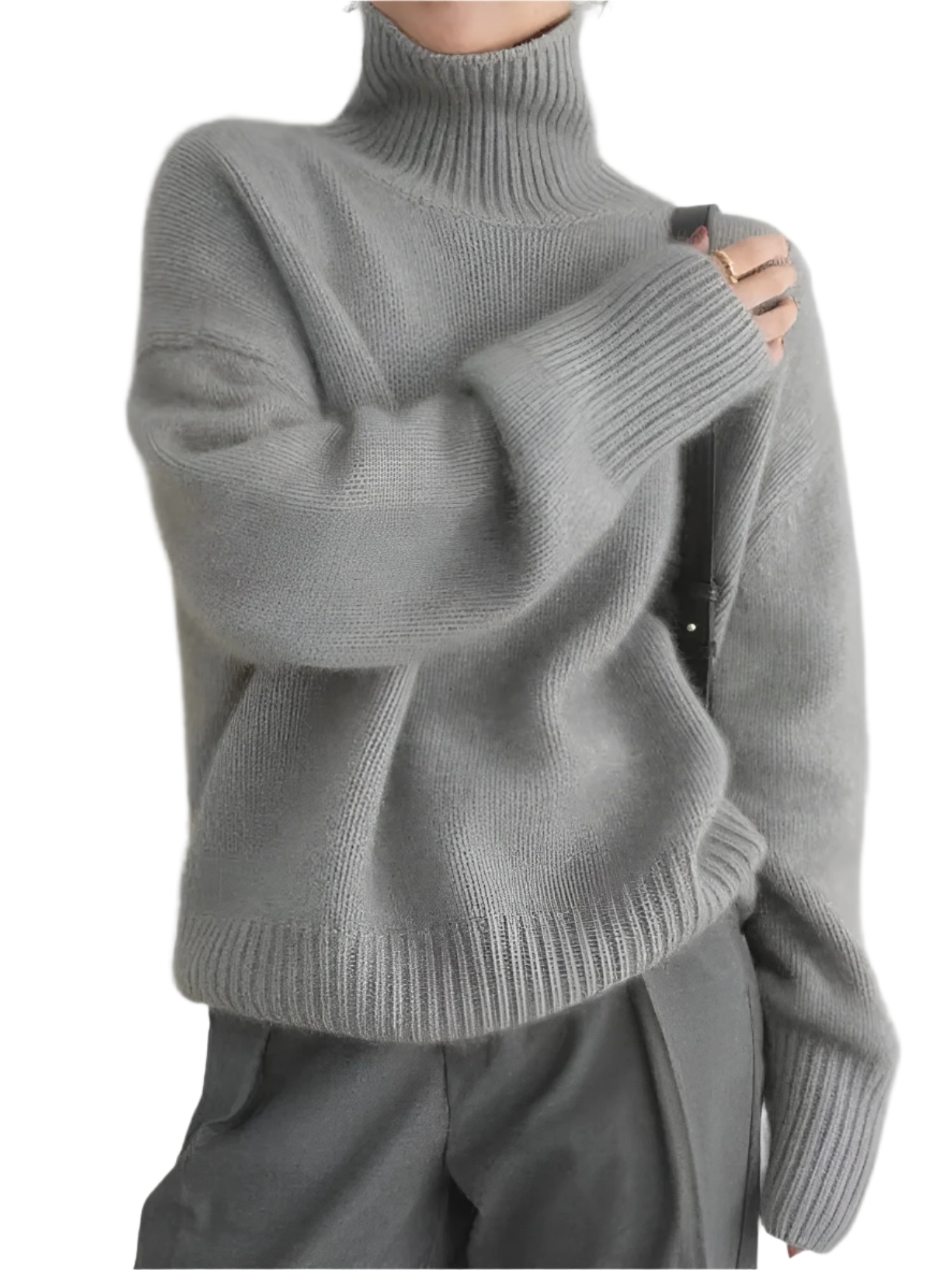 Isabella – Blød Beige Kvinders Cashmere Rullekrave