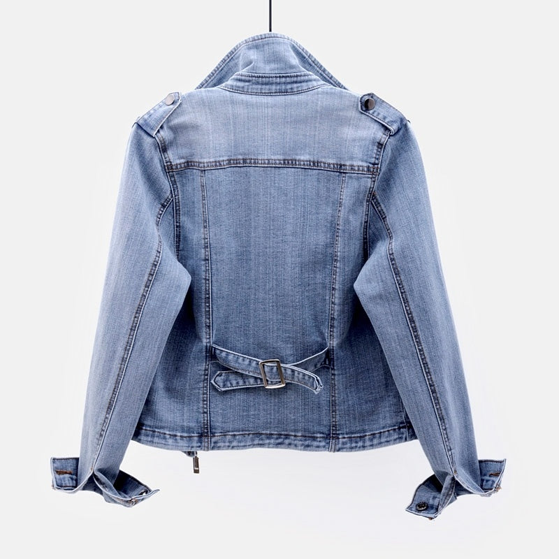 Isabella – Vasket Blå Dame Slim-Fit Denimjakke