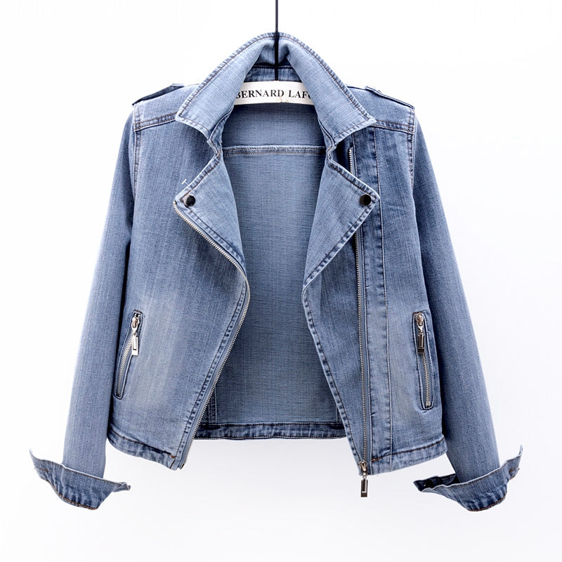 Isabella – Vasket Blå Dame Slim-Fit Denimjakke