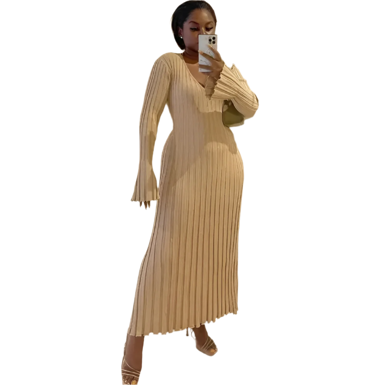 Isabella – Strikket Multifarvet Maxi Kjole til Kvinder