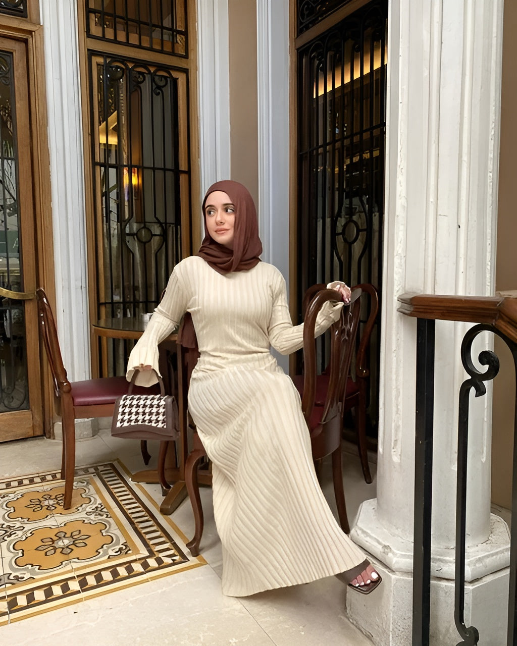 Isabella – Strikket Multifarvet Maxi Kjole til Kvinder