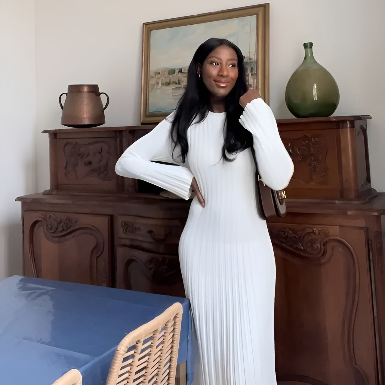 Isabella – Strikket Multifarvet Maxi Kjole til Kvinder