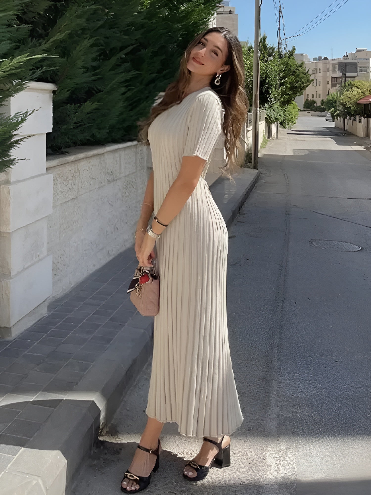 Isabella – Strikket Multifarvet Maxi Kjole til Kvinder