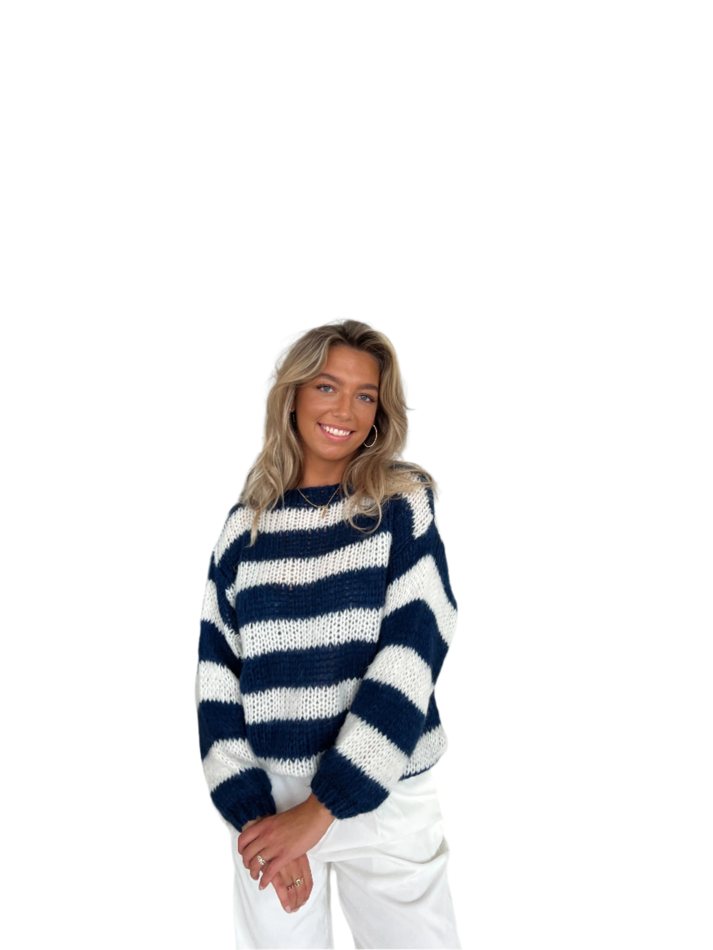 Camille – Oversize Strikket Sweater til Kvinder med Striber