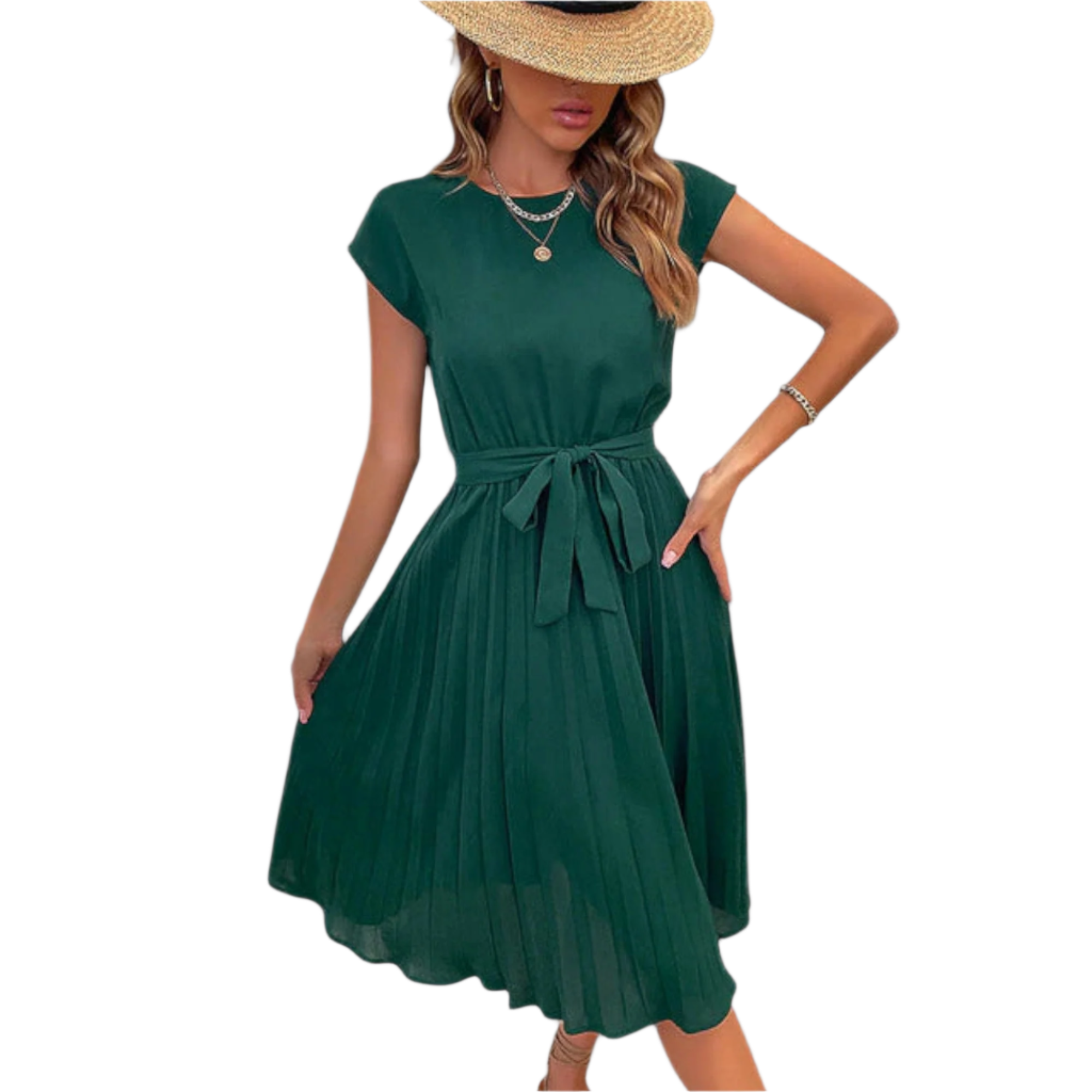 Isabella – Let Plisseret Kjole til Kvinder i Midi-længde