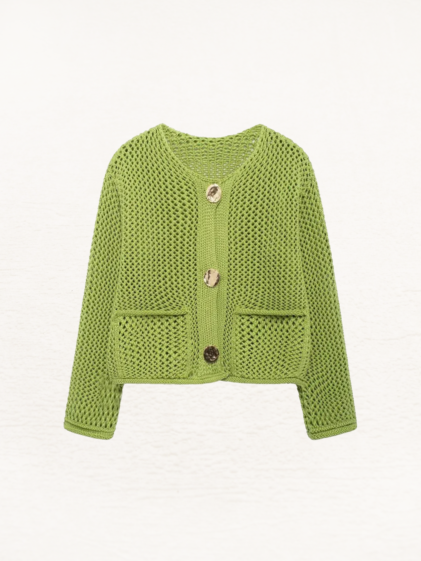 Giulia – Strikket Damecardigan med Metalliske Knapper