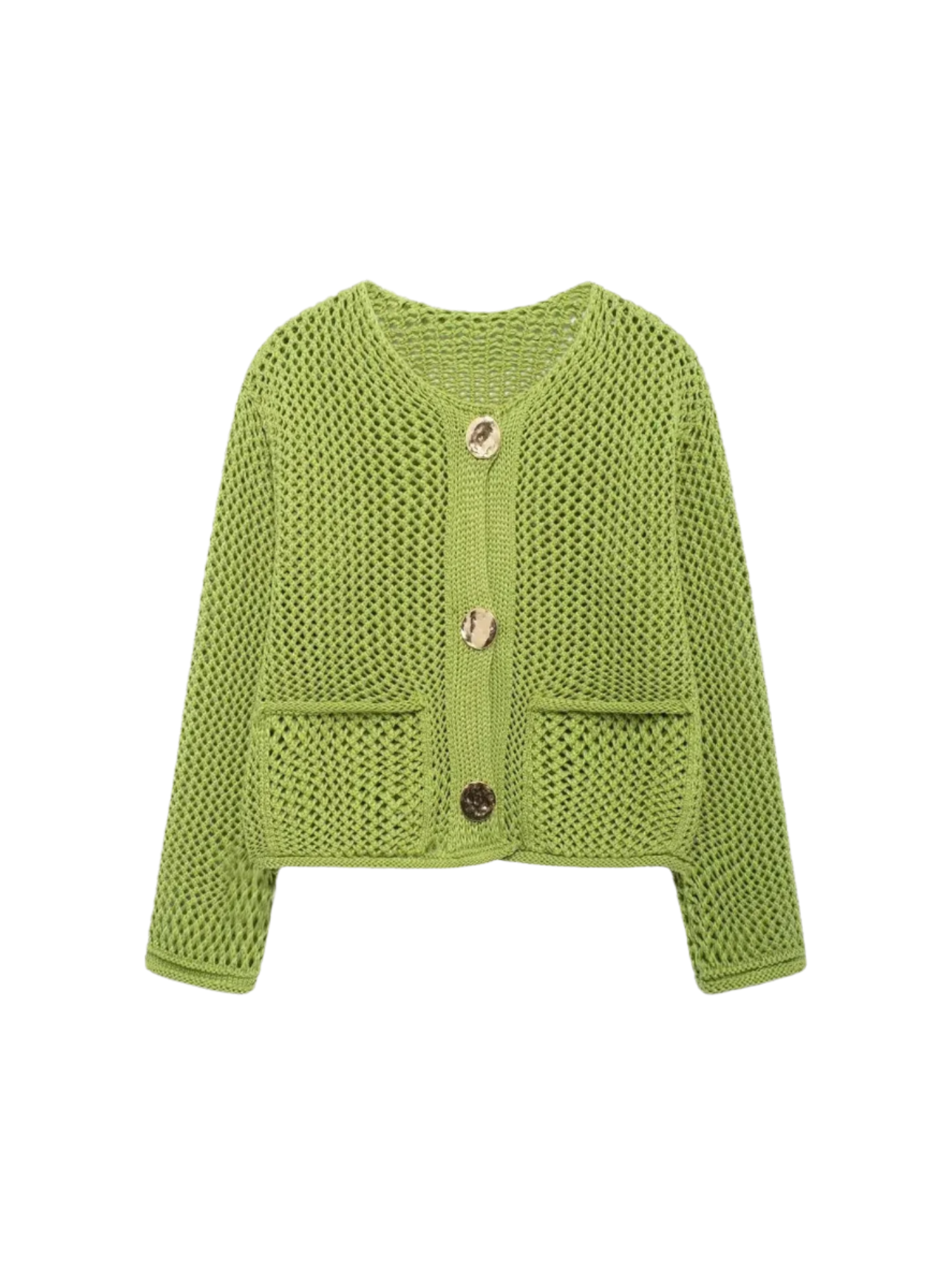 Giulia – Strikket Damecardigan med Metalliske Knapper