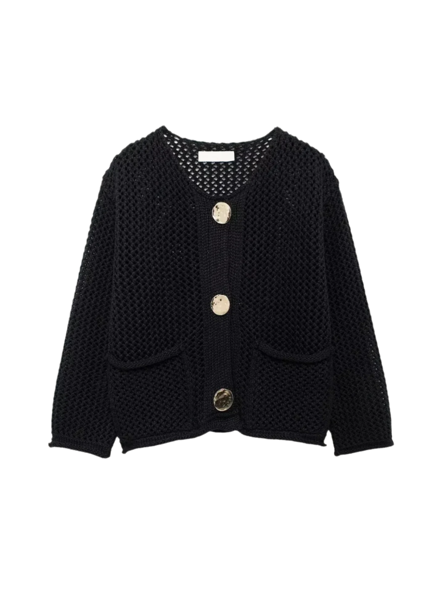 Giulia – Strikket Damecardigan med Metalliske Knapper