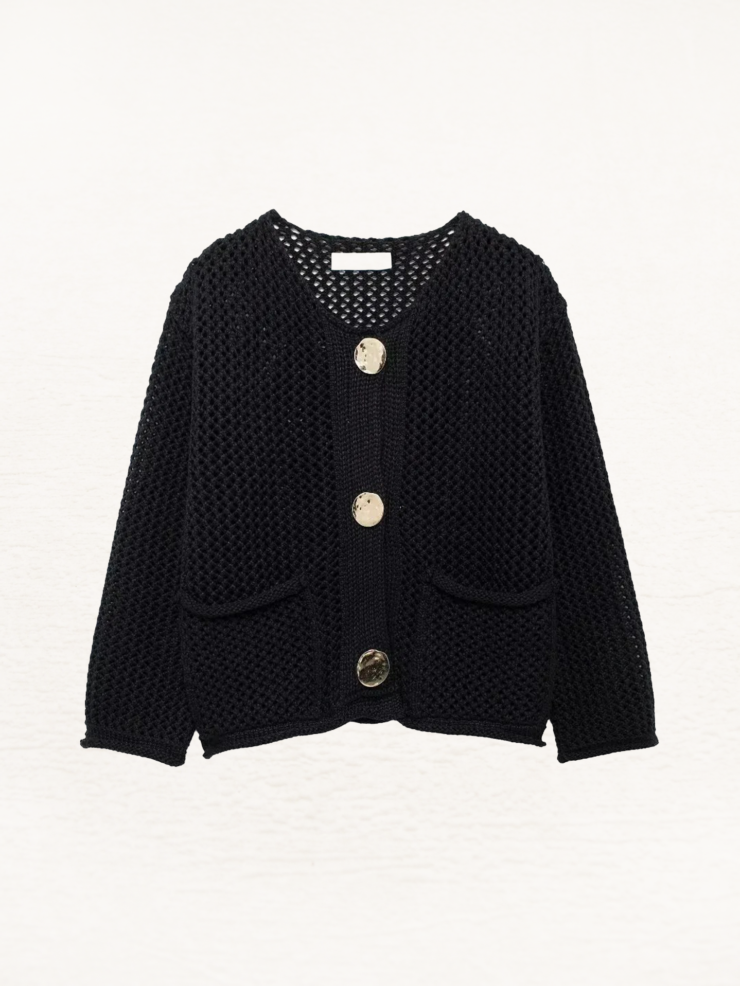 Giulia – Strikket Damecardigan med Metalliske Knapper