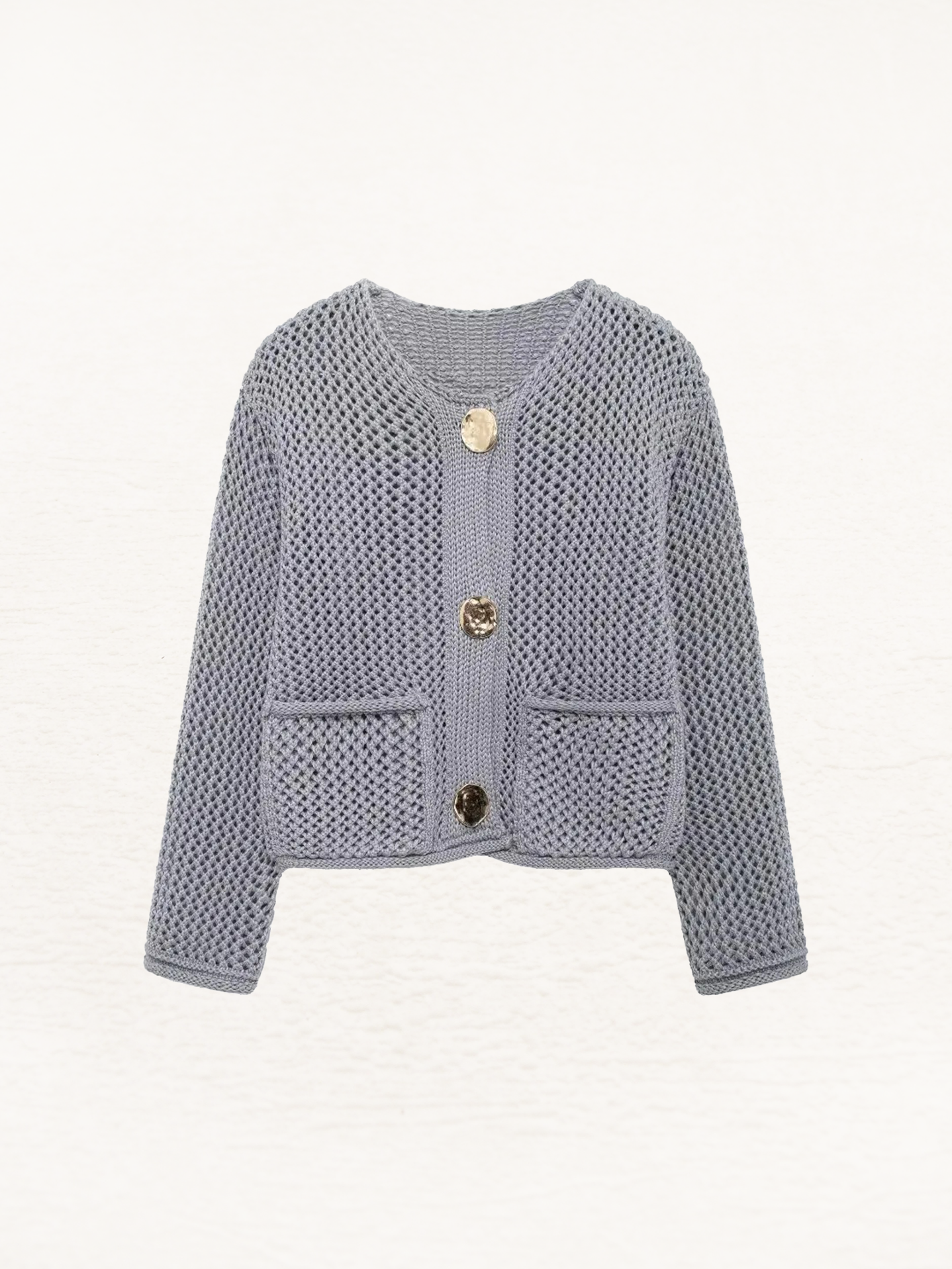 Giulia – Strikket Damecardigan med Metalliske Knapper